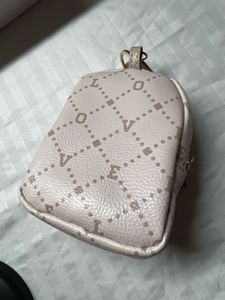 Pink Faux Leather Pouch with Keychain