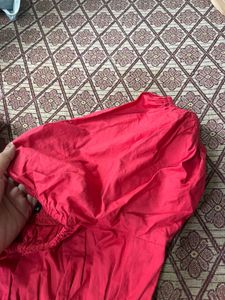 Red Puff Sleeve Off-Shoulder Top