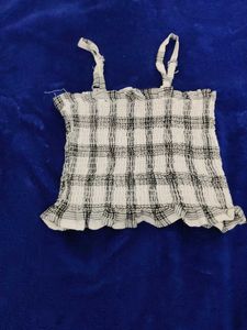 Plaid Button-Up Shirt with Smocked Bodice