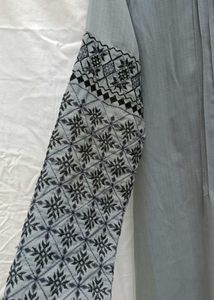 Grey Embroidered Sleeve Kurta