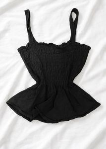 Black Smocked Camisole Top
