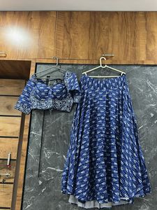 navaratri Blue Printed Lehenga Choli Set