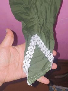 Elegant Green Kurta and pent with Lace Detailing