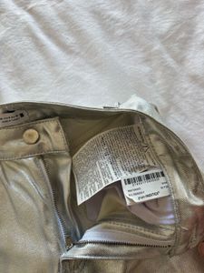 Zara Metallic Straight Jeans Silver