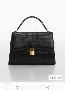 Mango Black Croc Textured Sling Bag