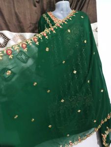 green kurti with duppatta and plazo