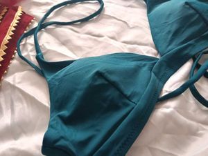 Teal Wrap Bikini Top