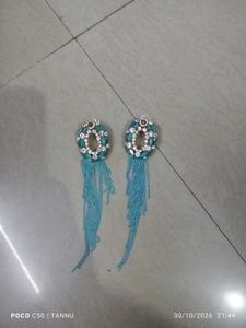 Dangling Turquoise &amp; Crystal Earrings