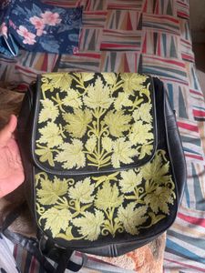 Kashmir Embroidered Black Backpack