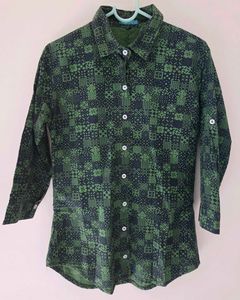 Unique Geometric Print Button-Up Shirt