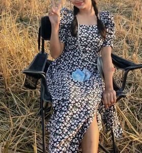 Floral Print Puff Sleeve Midi Dress
