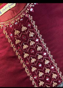 Elegant Embroidered Maroon Kurti Set