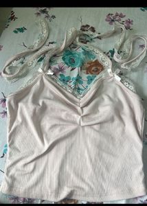 Cute Pink Halter Neck Top with Lace