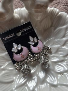 Pink Jhumka Earrings