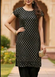 Elegant Black & Gold Kurta