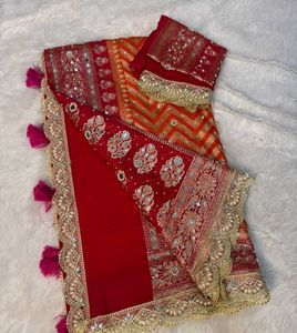 Elegant Teal &amp; Pink Embroidered Saree