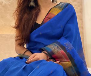 Vibrant Royal Blue Saree(with blouse)