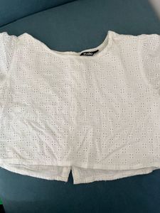 White Broderie Anglaise Crop Top