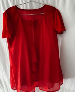 Vibrant Red Casual Top