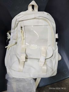 Stylish White Backpack with Clear Window