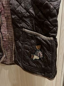 Quilted Vest with Bear Embroidery