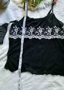 Sheer Black Camisole with Lace thong