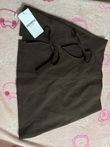 Chic Brown Bow A-Line Skirt