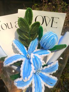 blue lilies and tulip