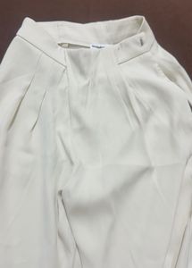 Elegant Cream Wide Leg Pants with Belt
