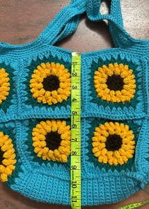 Handmade Crochet Sunflower Tote Bag