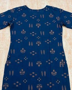 Navy Blue Printed Kurta with Pants