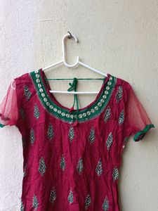 NEW MAROON EMBROIDERY KURTA