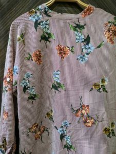 Striped Floral Print Top