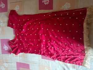 Elegant Red Kurta Set with Pink Dupatta