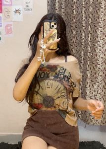 Graphic Print Off-Shoulder Top