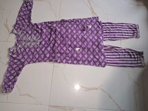 Elegant Purple Printed Kurta Set
