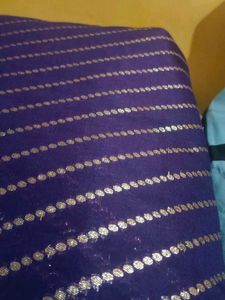 Elegant Purple  5.50 meter material with Gold Stri