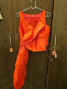 Vibrant Red Bow Detail Top