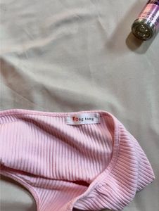 Y2K pink Ribbed Halter top