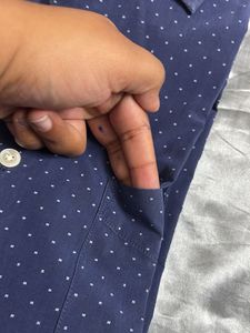 Elite Men's Navy Dotted Dress Shirt