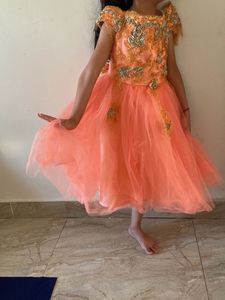 Orange Tulle Party Dress For Baby Girl