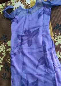 Lavender Floral Sheer Kurta