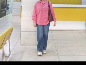 Oversized Pink Button-Up Shirt