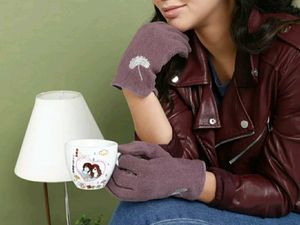🧤Lilac Embroidered Women Winter Gloves