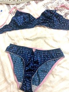 Navy Polka Dot Bra & Panty Set