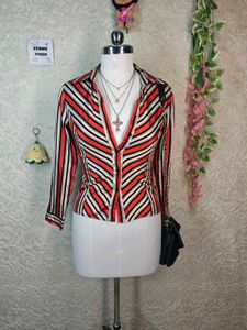 Y2K Retro Vintage Chic Striped Button-Up Blouse