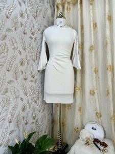 Chic White Bell Sleeve Sheath Dress