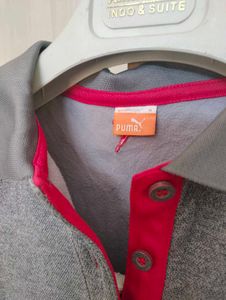 Puma Grey Long Sleeve Polo Shirt