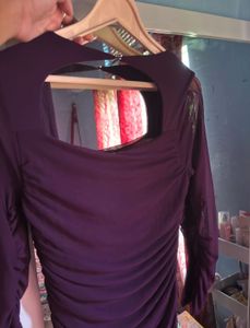 Elegant Purple Sheer Sleeve Ruched Maxi Dress