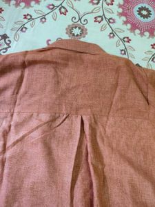 Unused Linen Stylish Rust Kurta with Pocket